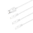 Кабель Hoco X1, microUSB/Lightning/Type-C - USB, 2.4 А, 1 м, белый - фото 7791833