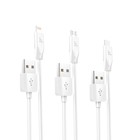 Кабель Hoco X1, microUSB/Lightning/Type-C - USB, 2.4 А, 1 м, белый - фото 7791834