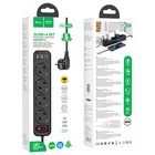 Сетевой фильтр Hoco NS1, 4 розетки, 4000 Вт 16 А, Type-C PD 20 Вт, 2 USB 3 А, 1.8 м, черный - фото 51457396 Сетевой фильтр Hoco NS1, 4 розетки, 4000 Вт 16 А, Type-C PD 20 Вт, 2 USB 3 А, 1.8 м, черный - фото 51457396