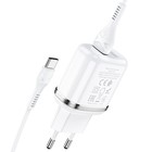 Сетевое зарядное устройство Hoco N4, 2 USB - 2.4 А, кабель Type-C 1 м, белый - Фото 3