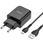Сетевое зарядное устройство Hoco N2, USB - 2.1 А, кабель microUSB 1 м, черный - Фото 2