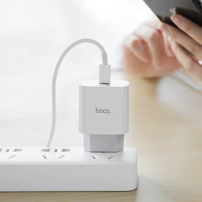 Сетевое зарядное устройство Hoco C76A Plus, Type-C - PD/QC, 20 Вт, 3 А, белый