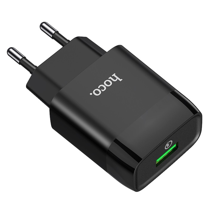 Сетевое зарядное устройство Hoco C72Q, 18 Вт, USB QC3.0 - 3 А, черный - фото 51490336