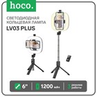 Светодиодная кольцевая лампа Hoco LV03 Plus, 6" (17 см), 3 режима, АКБ 1200 мАч, черный - фото 9957104