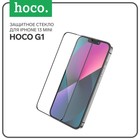 Защитное стекло Hoco G1, для iPhone 13 mini, ПЭТ слой, анти отпечатки, черная рамка - фото 21286471