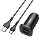 Автомобильное зарядное устройство Hoco NZ4, 24 Вт, 2 USB - 2.4 А, кабель Type-C 1 м, черный - фото 51457481 Автомобильное зарядное устройство Hoco NZ4, 24 Вт, 2 USB - 2.4 А, кабель Type-C 1 м, черный - фото 51457481