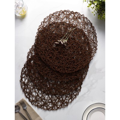 Салфетки сервировочные на стол Доляна «Одуванчик», 4 шт., d=38 см, цвет коричневый