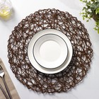 Салфетки сервировочные на стол Доляна «Одуванчик», 4 шт., d=38 см, цвет коричневый - Фото 2
