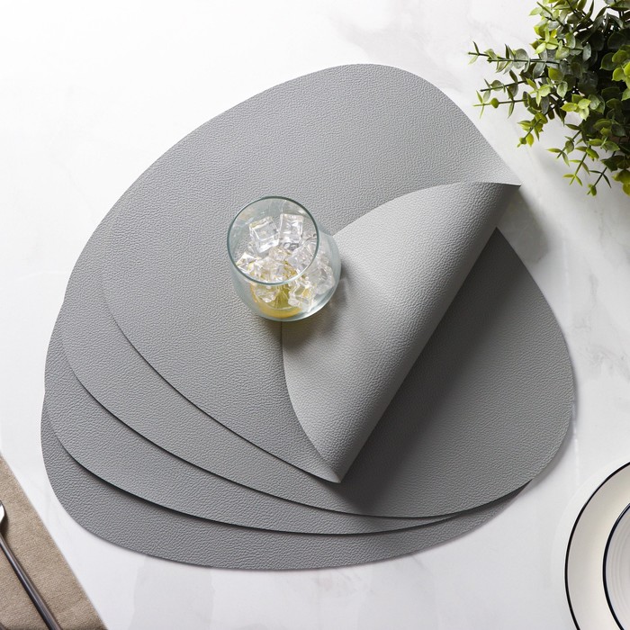 Набор салфеток сервировочных на стол Доляна «Тэм», 44×35 см, 4 шт, цвет серый - Фото 1