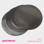 Набор салфеток сервировочных на стол Доляна «Спутник», d=38 см, 4 шт, двусторонние, цвет металлический/чёрный - фото 9957549