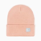 Шапка для девочки двухслойная, размер 46-50, пудровая - фото 47147851