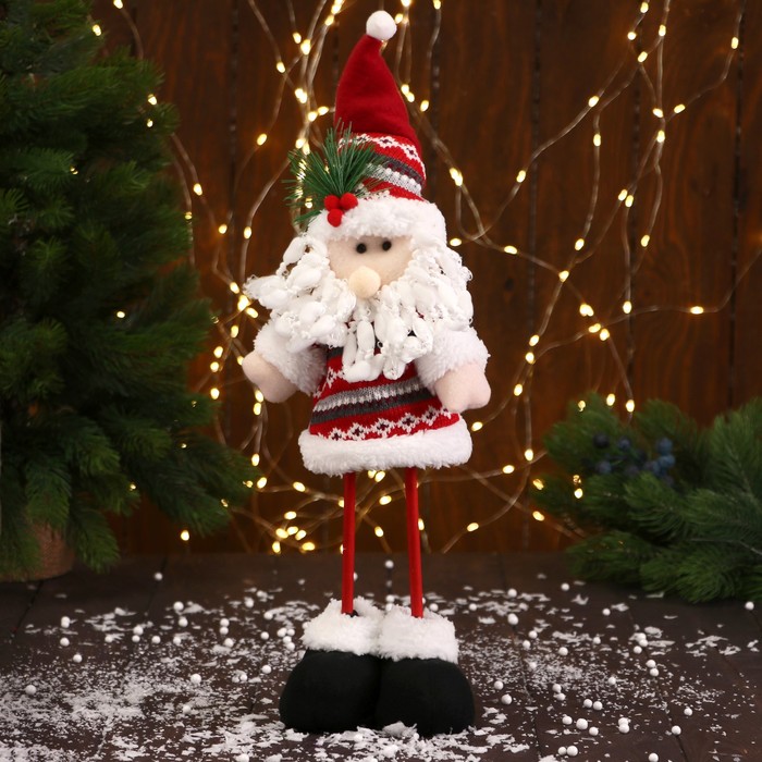 Мягкая игрушка &quot;Дед Мороз&quot; с ёлочкой  длинные ножки  14*36 см