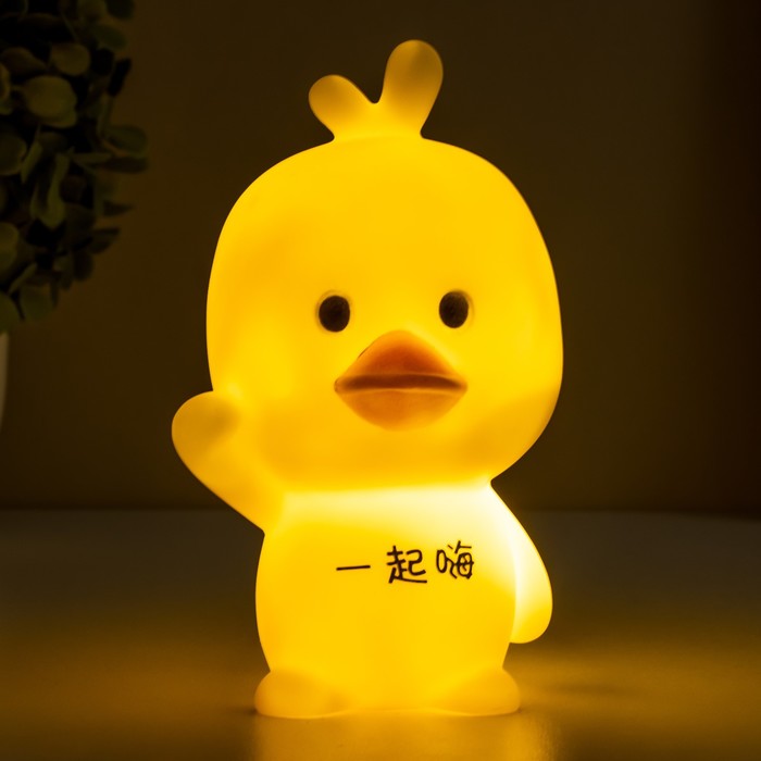 Ночник Утёнок LED от батареек желтый 7х8х13,5 см RISALUX - фото 1897258131