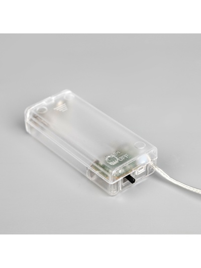 Гирлянда «Нить» 2 м роса с насадками «Снеговик», IP20, серебристая нить, 20 LED, 2 режима, батарейки ААх2 (нет в комплекте), свечение белое