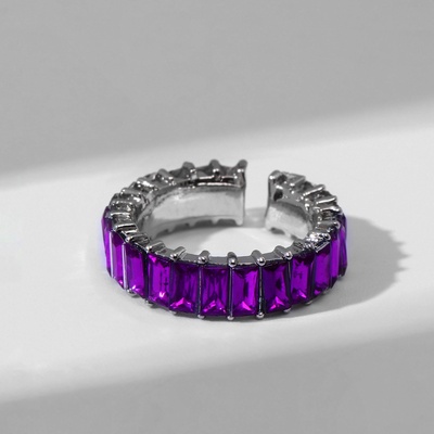Кольцо «Тренд» параллель, цвет фиолетовый в серебре, безразмерное (от 17 размера)