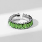 Кольцо «Тренд» параллель, цвет зелёный в серебре, безразмерное (от 17 размера) - фото 9778815