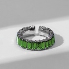 Кольцо «Тренд» параллель, цвет зелёный в серебре, безразмерное (от 17 размера) - Фото 3