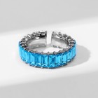 Кольцо «Тренд» параллель, цвет голубой в серебре, безразмерное (от 17 размера) - фото 8976472