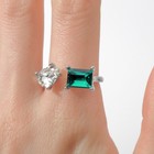 Кольцо с камнями «Фигуры», безразмерное, цвет бело-изумрудный в серебре - Фото 3