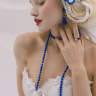 Кольцо с камнями «Фигуры», безразмерное, цвет бело-синий в серебре - Фото 5