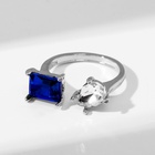 Кольцо с камнями «Фигуры», безразмерное, цвет бело-синий в серебре - Фото 6