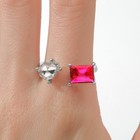 Кольцо «Драгоценность» фигуры, цвет бело-малиновый в серебре, безразмерное - фото 25463398