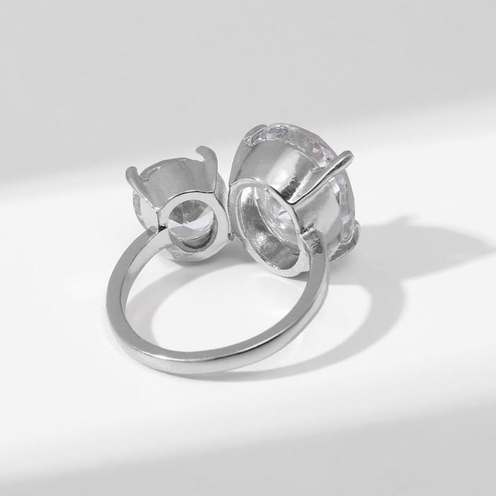 Кольцо «Драгоценность» овалы, цвет белый в серебре, безразмерное - фото 1908983468