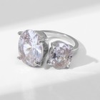 Кольцо с камнями «Овалы», безразмерное, цвет белый в серебре - Фото 2