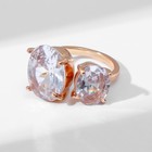 Кольцо с камнями «Овалы», безразмерное, цвет белый в золоте - Фото 2