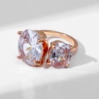 Кольцо с камнями «Овалы», безразмерное, цвет белый в золоте - Фото 6