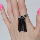 Кольцо «Водопад», цвет чёрный в серебре, безразмерное (комплект 2 шт) - фото 21756053