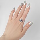 Кольцо «Росток» стебель, цвет бело-синий в серебре, безразмерное - фото 7181882