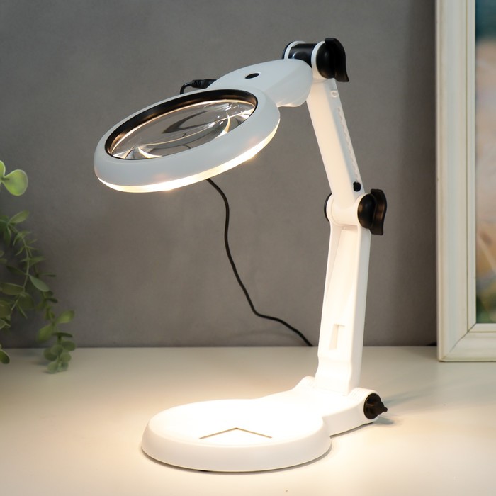 Лампа-лупа для творчества LEDx18 от 3ААА, USB белый 24,5х22 см - фото 1907522153