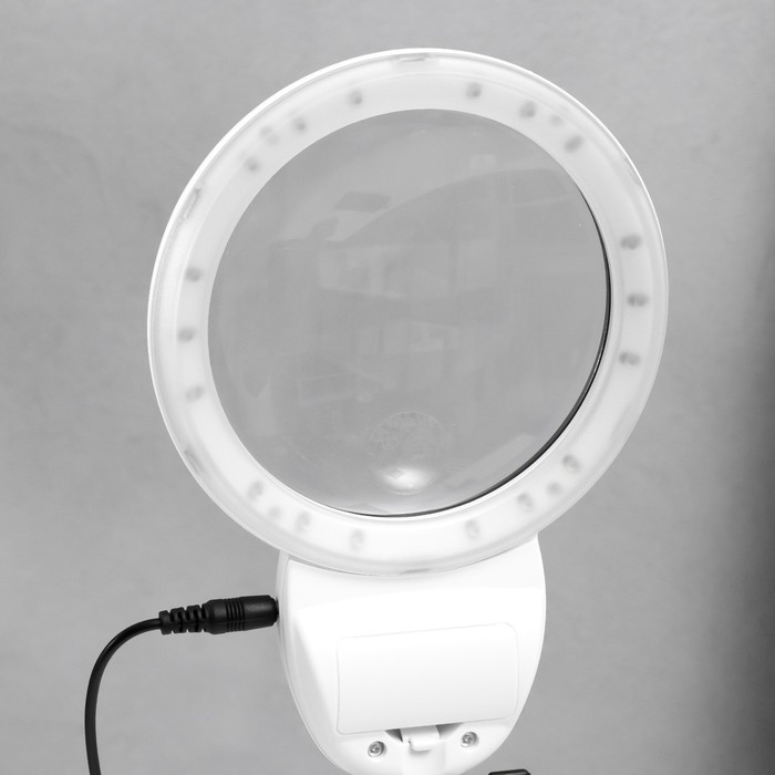 Лампа-лупа для творчества LEDx18 от 3ААА, USB белый 24,5х22 см - фото 1907522160