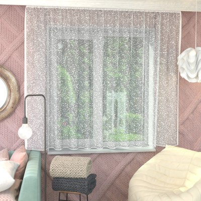 Тюль на кухню без шторной ленты 165×170 см, цвет белый, 100% полиэстер