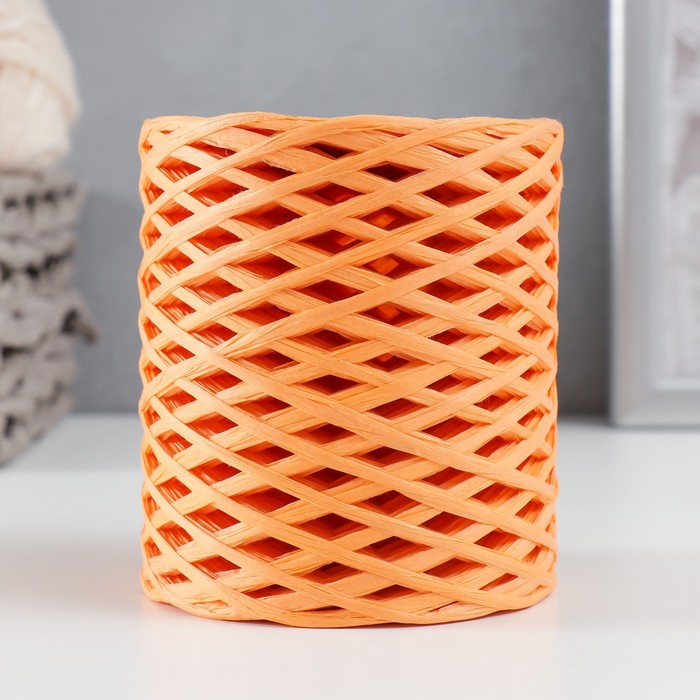 Пряжа 100% целлюлоза "Softino Raffia Color" ленточная, оранжевая 200м ±2м 120 гр - Фото 1