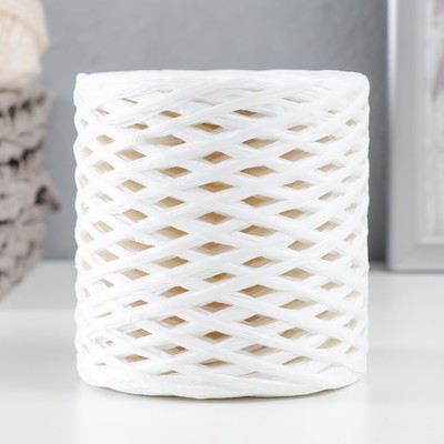 Пряжа для вязания спицами, крючком 100% целлюлоза Softino Raffia Color, ленточная, белая, 200 м ±2 м, 120 г