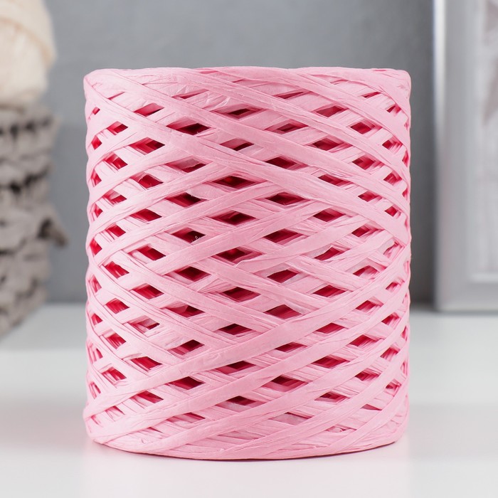 Пряжа 100% целлюлоза "Softino Raffia Color" ленточная, розовая 200м ±2м 120 гр - Фото 1