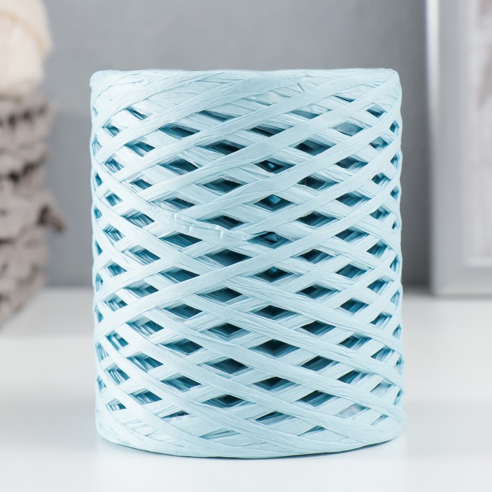 Пряжа 100% целлюлоза "Softino Raffia Color" ленточная, голубая 200м ±2м 120 гр - Фото 1