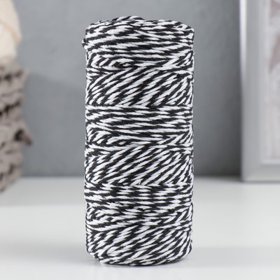 Пряжа для вязания спицами, крючком 100% целлюлоза Softino Raffia Color Melange, кручёная, чёрная, 100 м ±2 м, 87 г