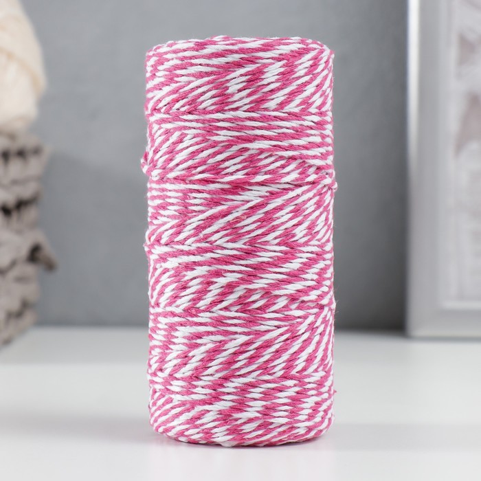 Пряжа 100% целлюлоза "Softino Raffia Color Melange" кручёная, ярко-розовая 100м ±2м 87 гр - Фото 1