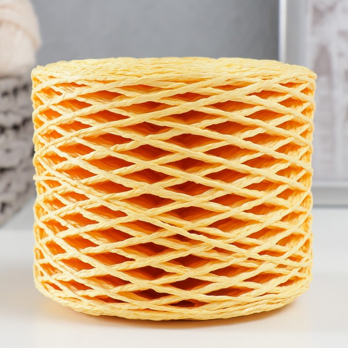 Пряжа 100% целлюлоза "Softino Raffia Color" кручёная, жёлтая 200м ±2м 120 гр - Фото 1