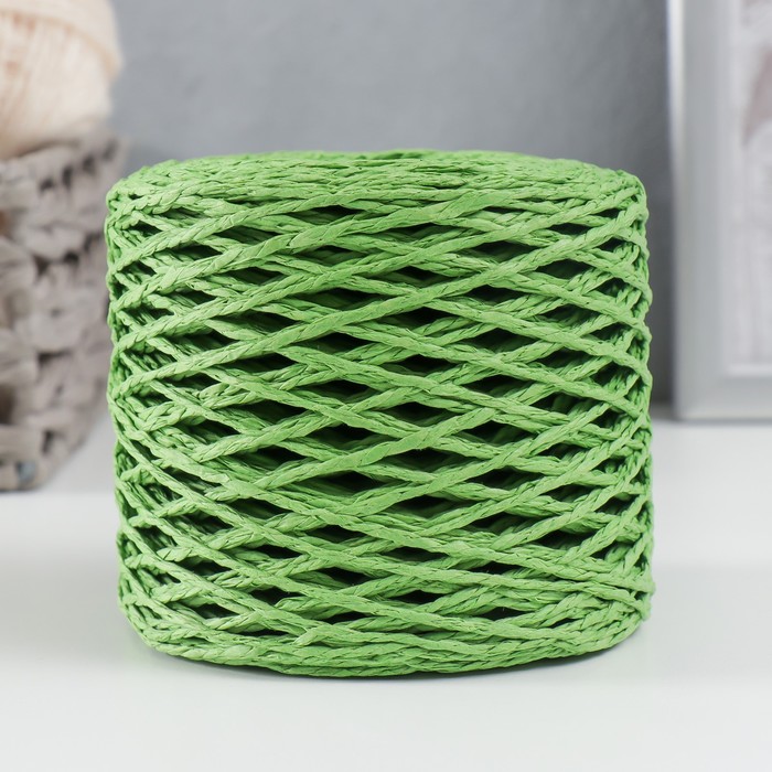 Пряжа 100% целлюлоза "Softino Raffia Color" кручёная, зелёная 200м ±2м 120 гр - Фото 1
