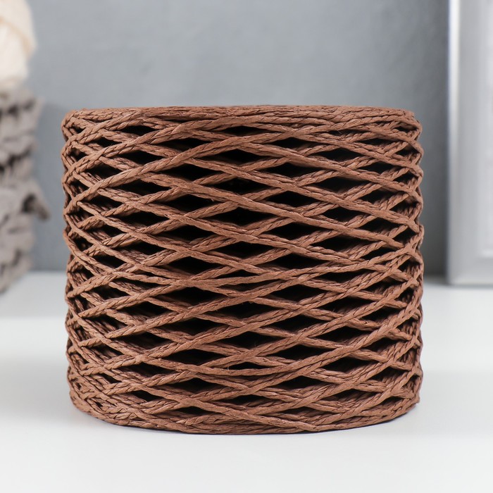Пряжа 100% целлюлоза "Softino Raffia Color" кручёная, кофе 200м ±2м 120 гр - Фото 1