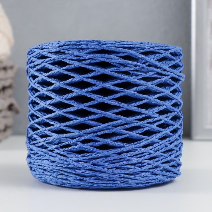Пряжа 100% целлюлоза "Softino Raffia Color" кручёная, синяя 200м ±2м 120 гр - Фото 1