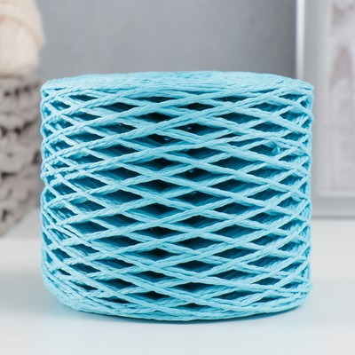 Пряжа 100% целлюлоза "Softino Raffia Color" кручёная, голубая 200м ±2м 120 гр