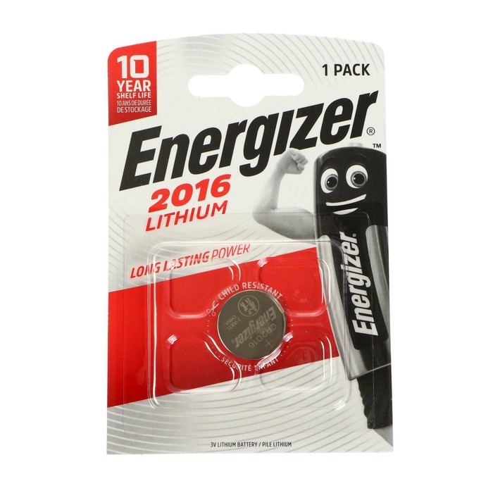 Батарейка литиевая Energizer, CR2016-1BL, 3В, блистер, 1 шт. - фото 51322873