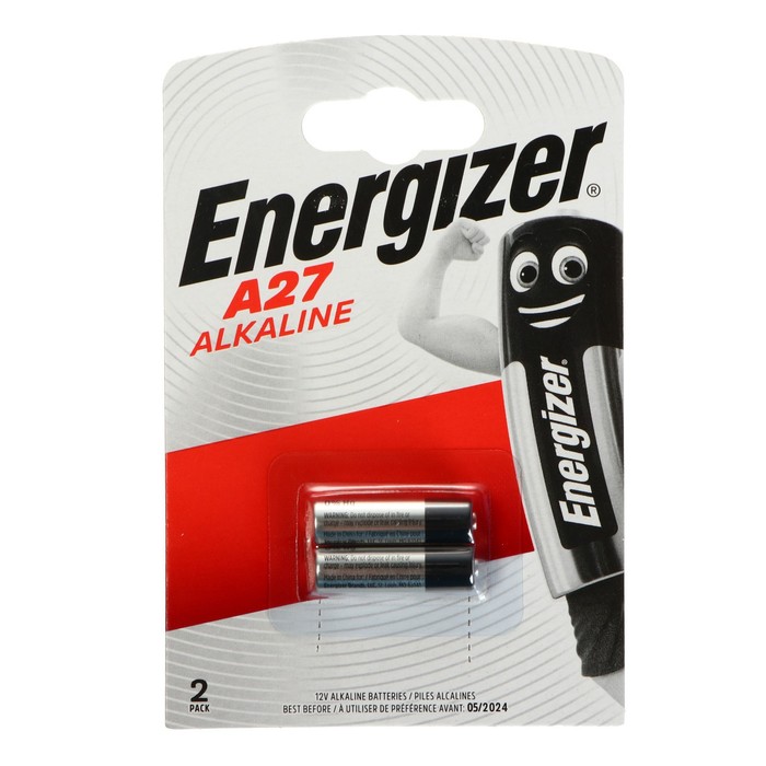 Батарейка алкалиновая Energizer, LR27 (A27,MN27) - 2BL, 1.5В, блистер, 2 шт. - Фото 1