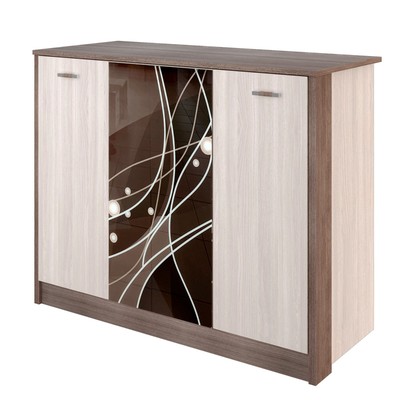 Комод «Николь», 1066×452×856 мм, 3 двери, цвет ясень шимо светлый / тёмный