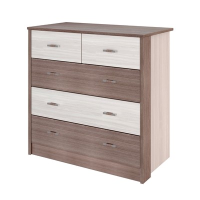 Комод «Николь», 866×452×856 мм, 5 ящиков, цвет ясень шимо светлый / тёмный